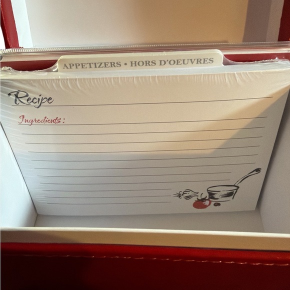 C.R. Gibson Red Faux Leather Recipe Box with 3D Kitchen Tools & Cards - Picture 4 of 4